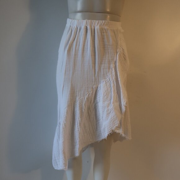 Womens Stark X White Gauzy Elastic Waist Pull-On Asymmetric Ruffled Skirt S - Picture 1 of 7